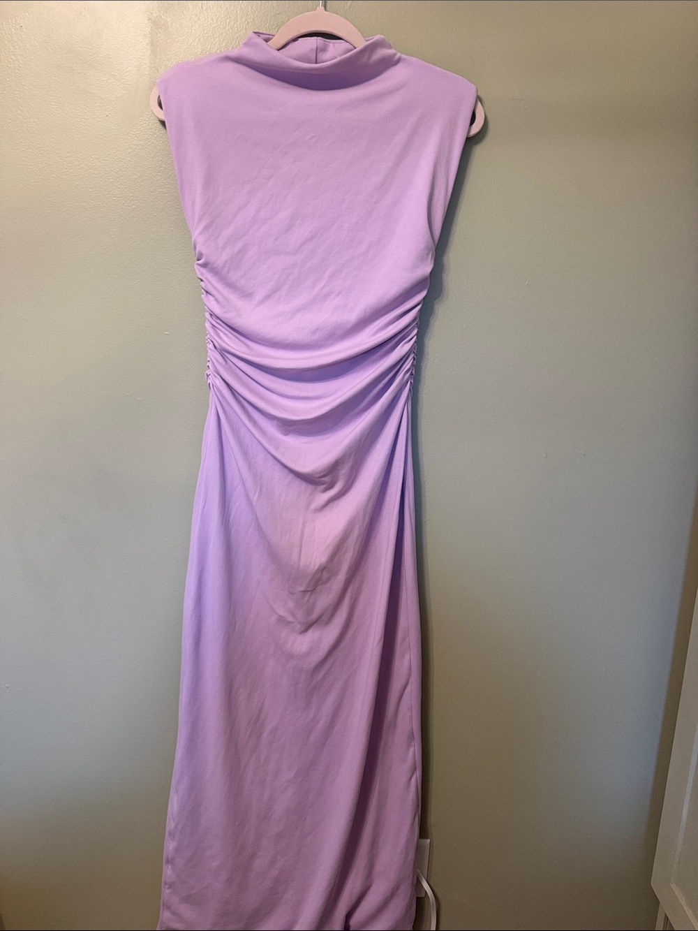 MESHKI Sleeveless Ruched Lavender Maxi Dress